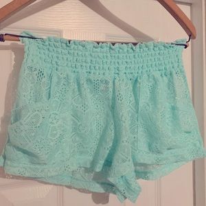 Bathing suit cover-up lace shorts with pockets L
